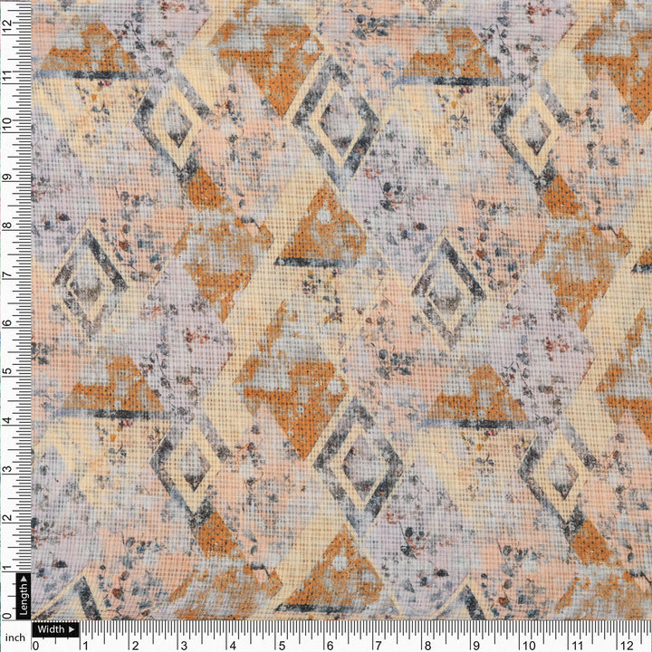 Classy Geometric Floral Kota Doria Printed Fabric Material