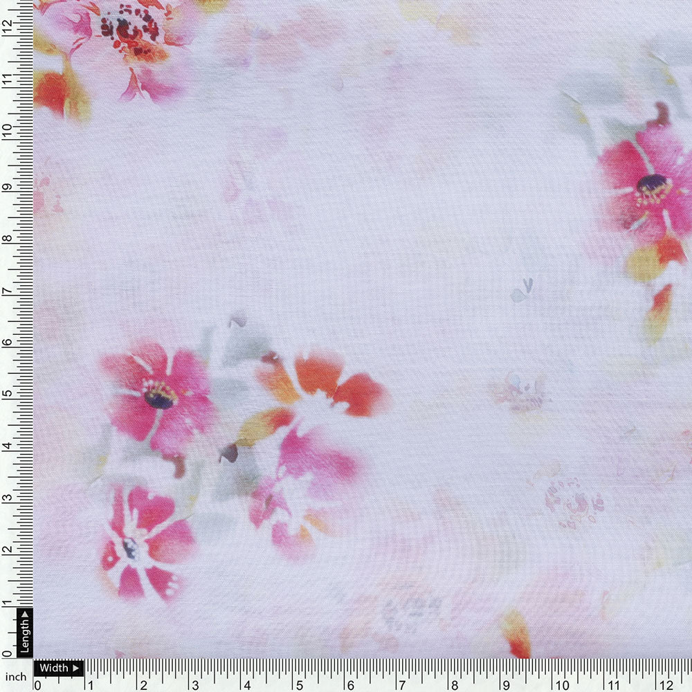 White Muslin Printed Unstitched Fabric Set (5 Meter Set)