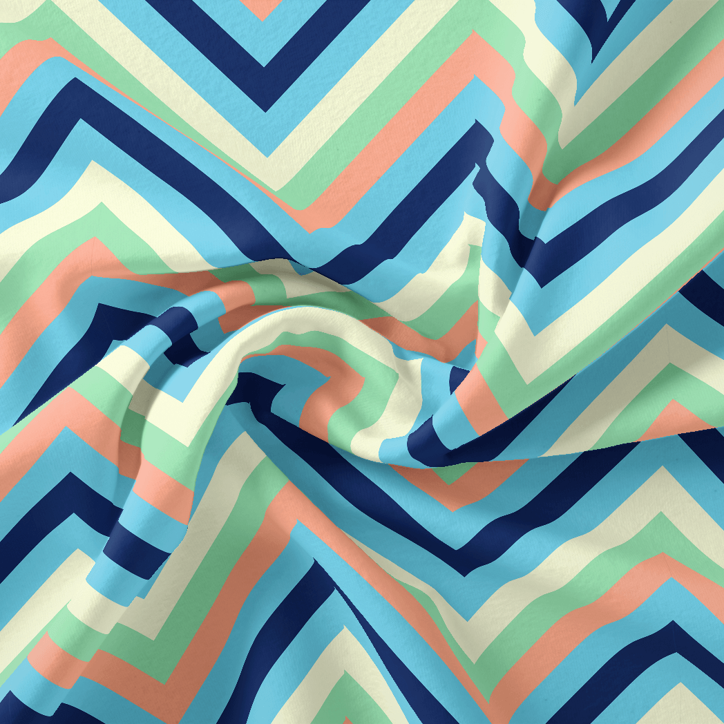 Decorative Zigzag Strips Digital Printed Fabric - FAB VOGUE Studio®