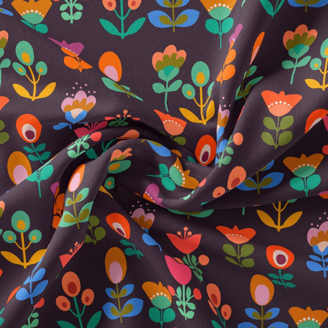 Sketchy Flowers Pattern Digital Printed Fabric - Kota Doria - FAB VOGUE Studio®