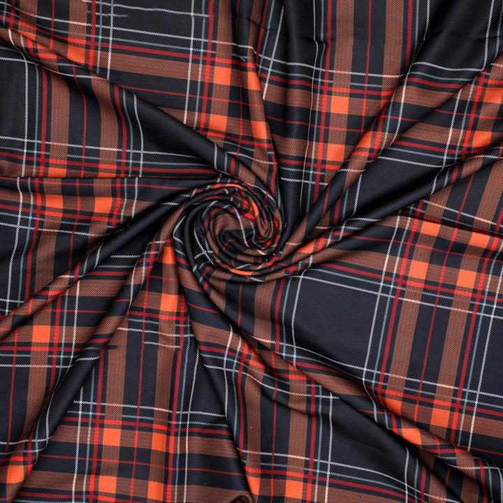 Morden Browny Checkered Digital Printed Fabric - Rayon - FAB VOGUE Studio®