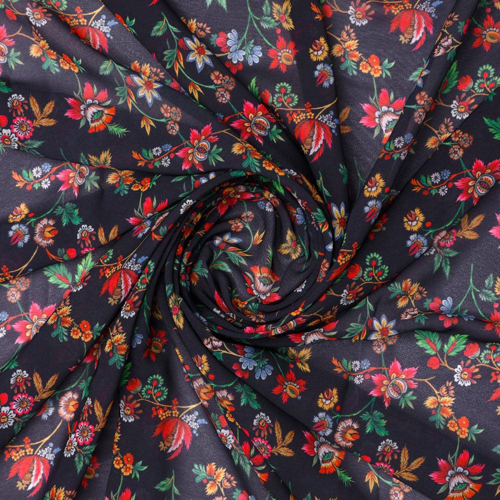 Small Wild Flower Motif Digital Printed Fabric - FAB VOGUE Studio®