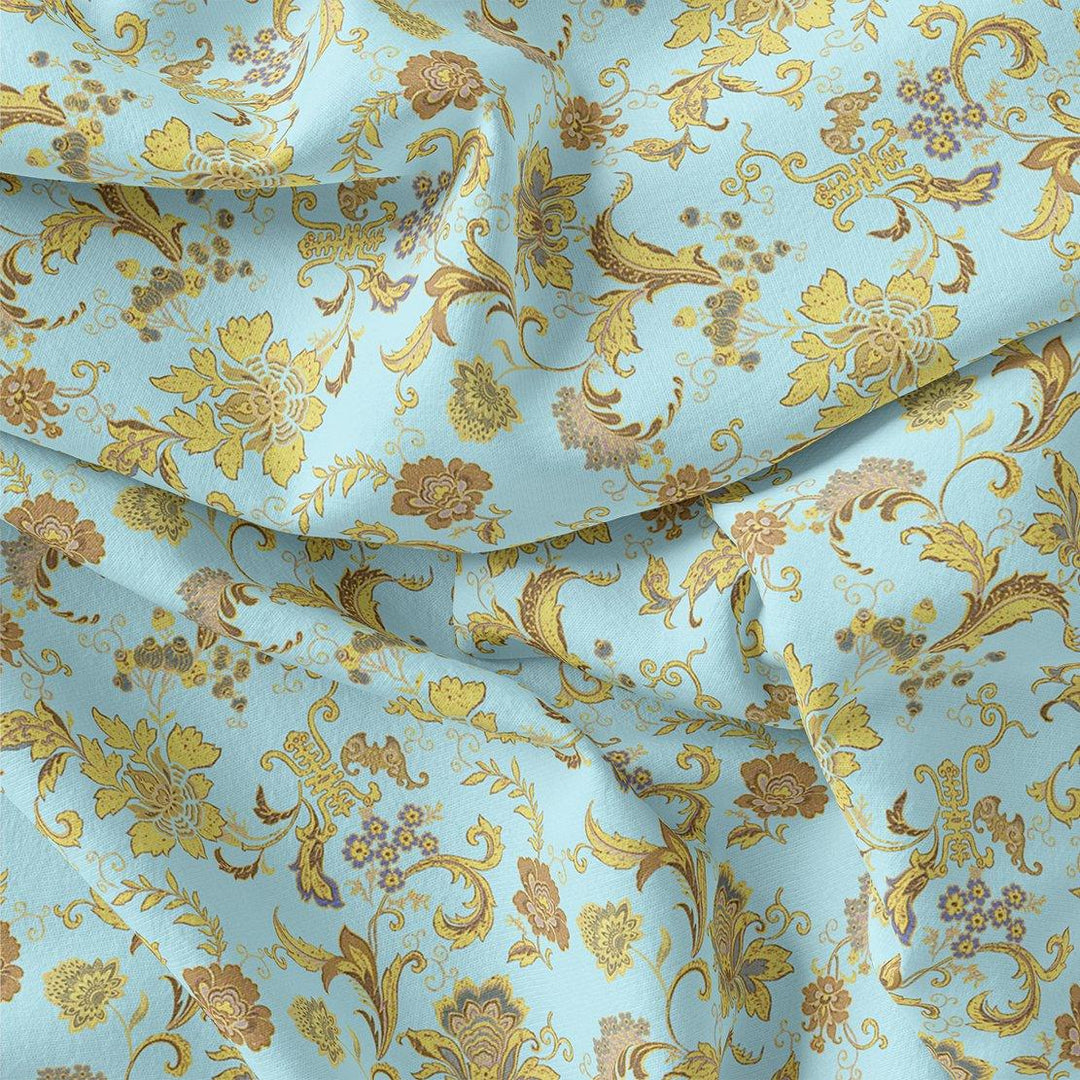 Royal Golden Flower Branch Digital Printed Fabric - Weightless - FAB VOGUE Studio®