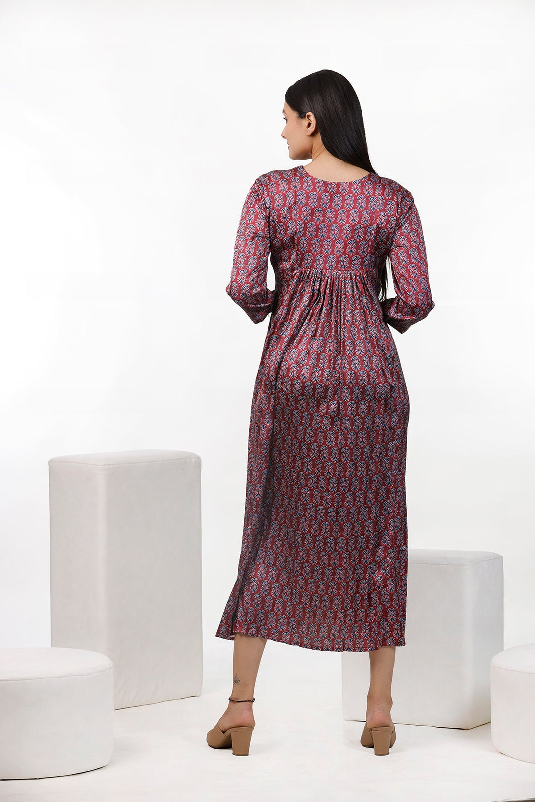 Ajrak Rust Print Maxi Dress