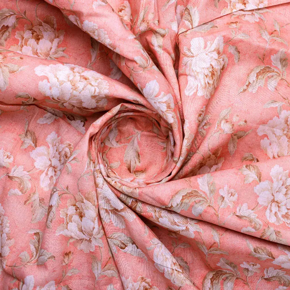 Pure Cotton Fabric in Peach Floral Design – 00 01 a