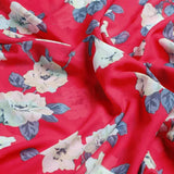 Red And White Flower Digital Printed Fabric - Weightless – 01 48.5 2m c