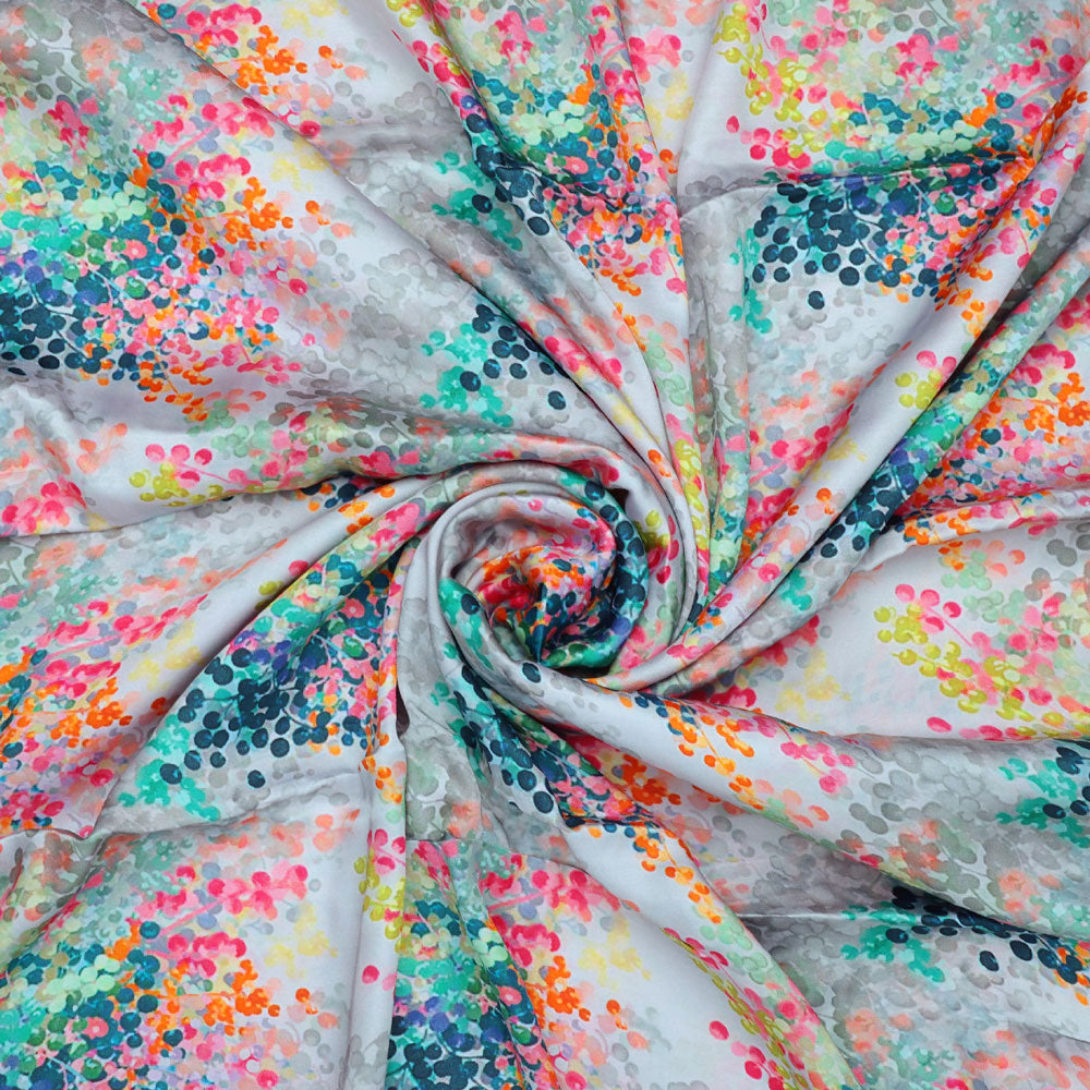 Gorgeous polka dot digital printed jam satin fabric from FAB VOGUE Studio