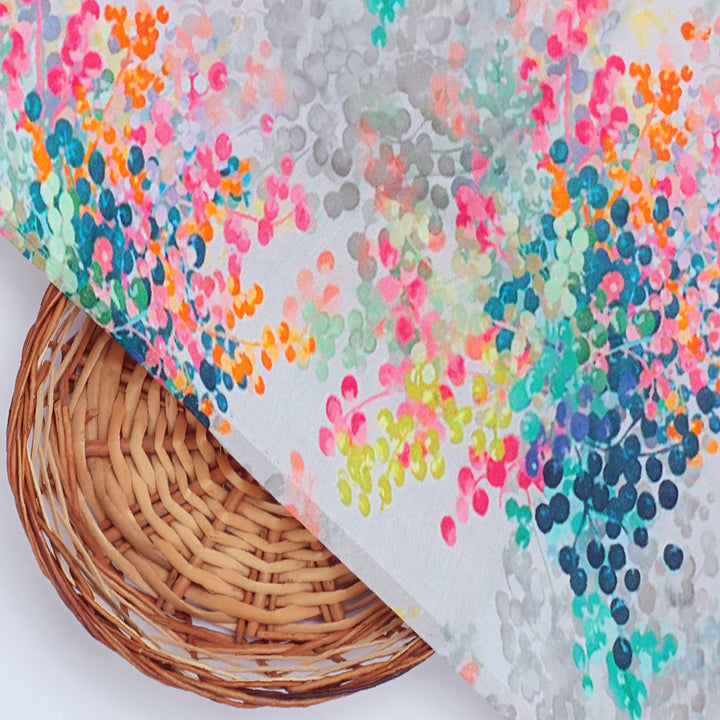 Gorgeous polka dot digital printed jam satin fabric from FAB VOGUE Studio