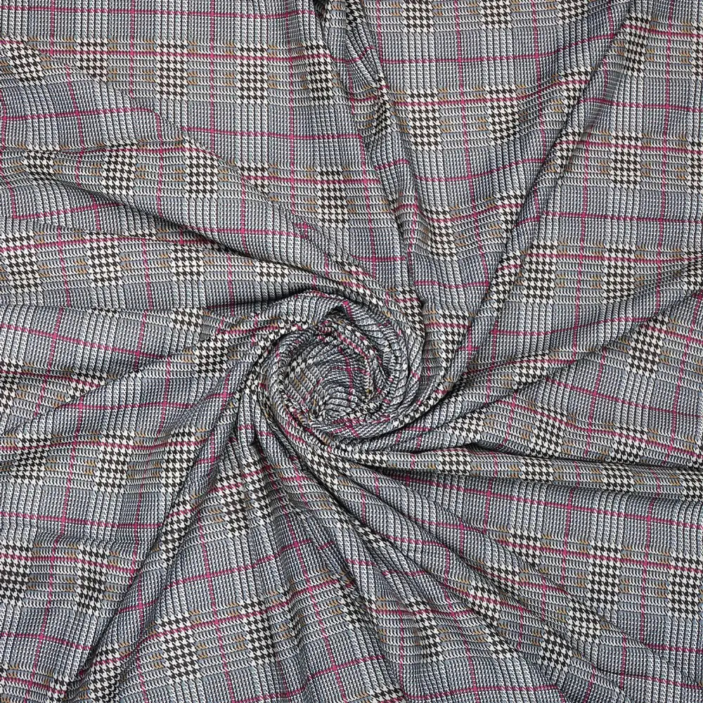 Tiny Strips Glen Checks Digital Printed Fabric - Muslin – 0111 a1