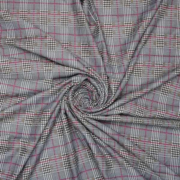 Tiny Strips Glen Checks Digital Printed Fabric - Muslin – 0111 a1 - alternate view