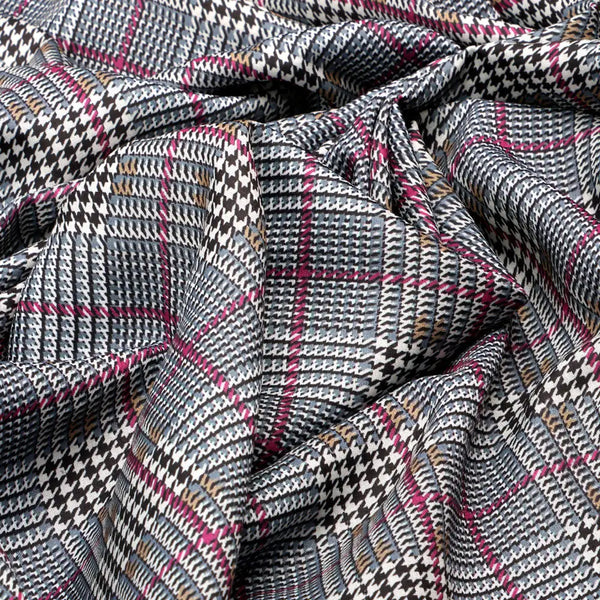 Tiny Strips Glen Checks Digital Printed Fabric - Muslin – 0111 c