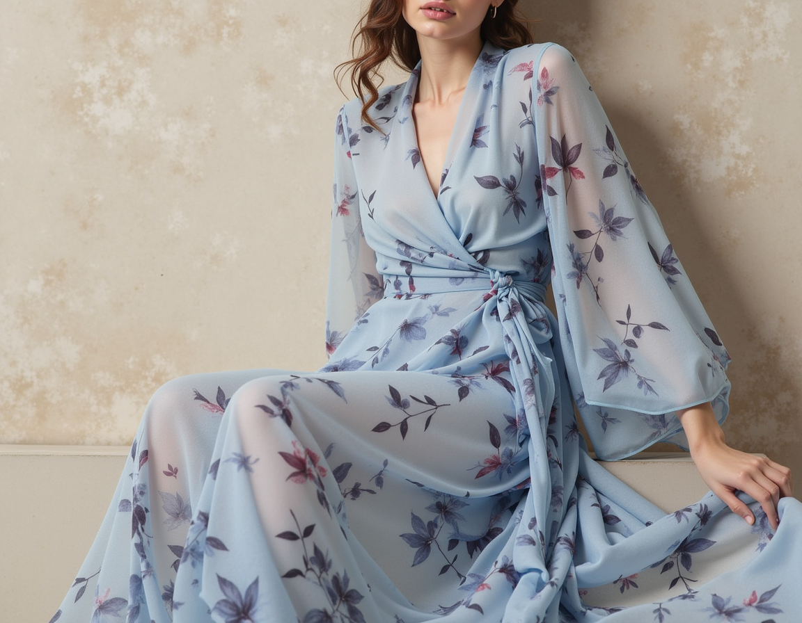 Gorgeous green leaves digital printed organza fabric by FAB VOGUE Studio