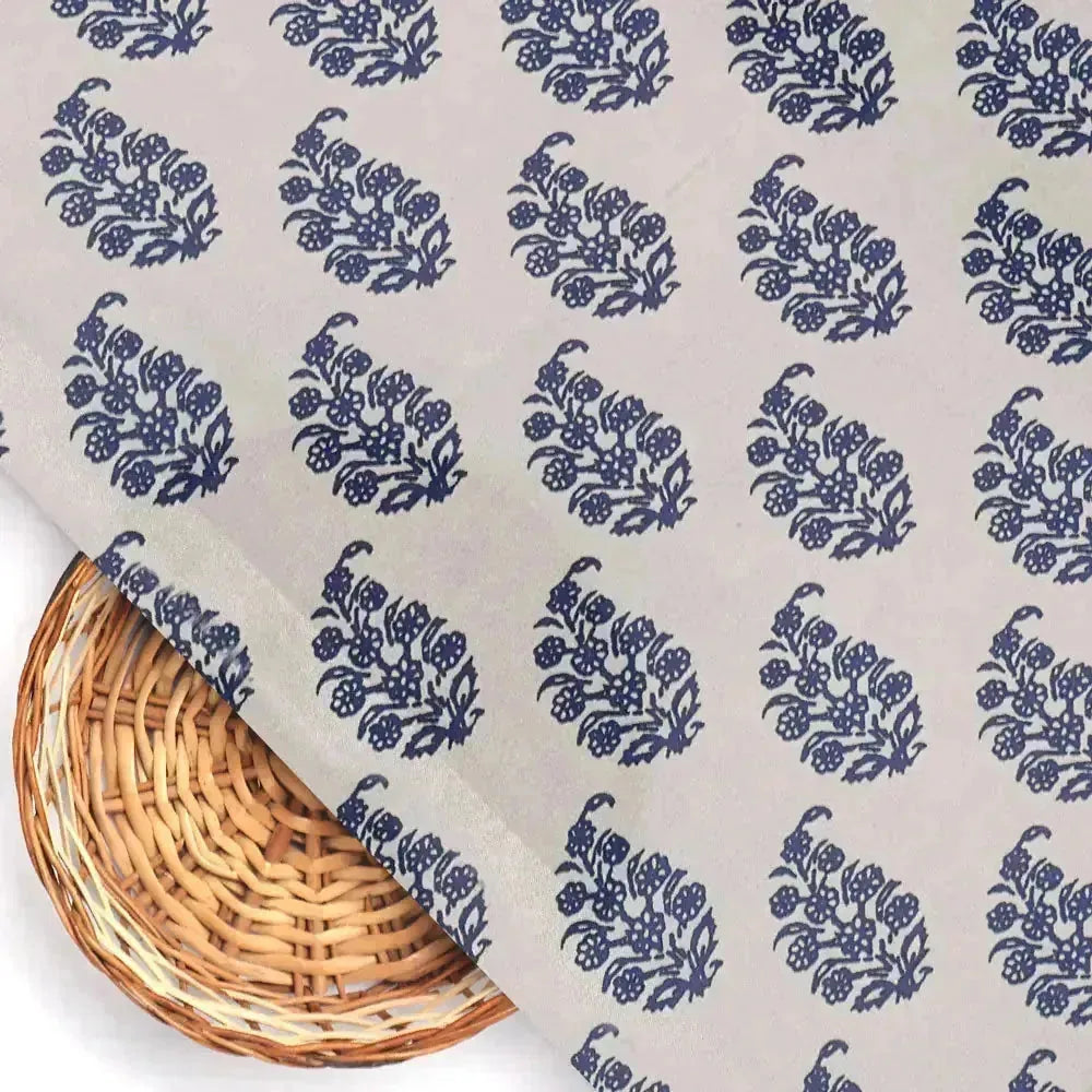 Block Print Motif Digital Printed Fabric - Crepe – 02 b