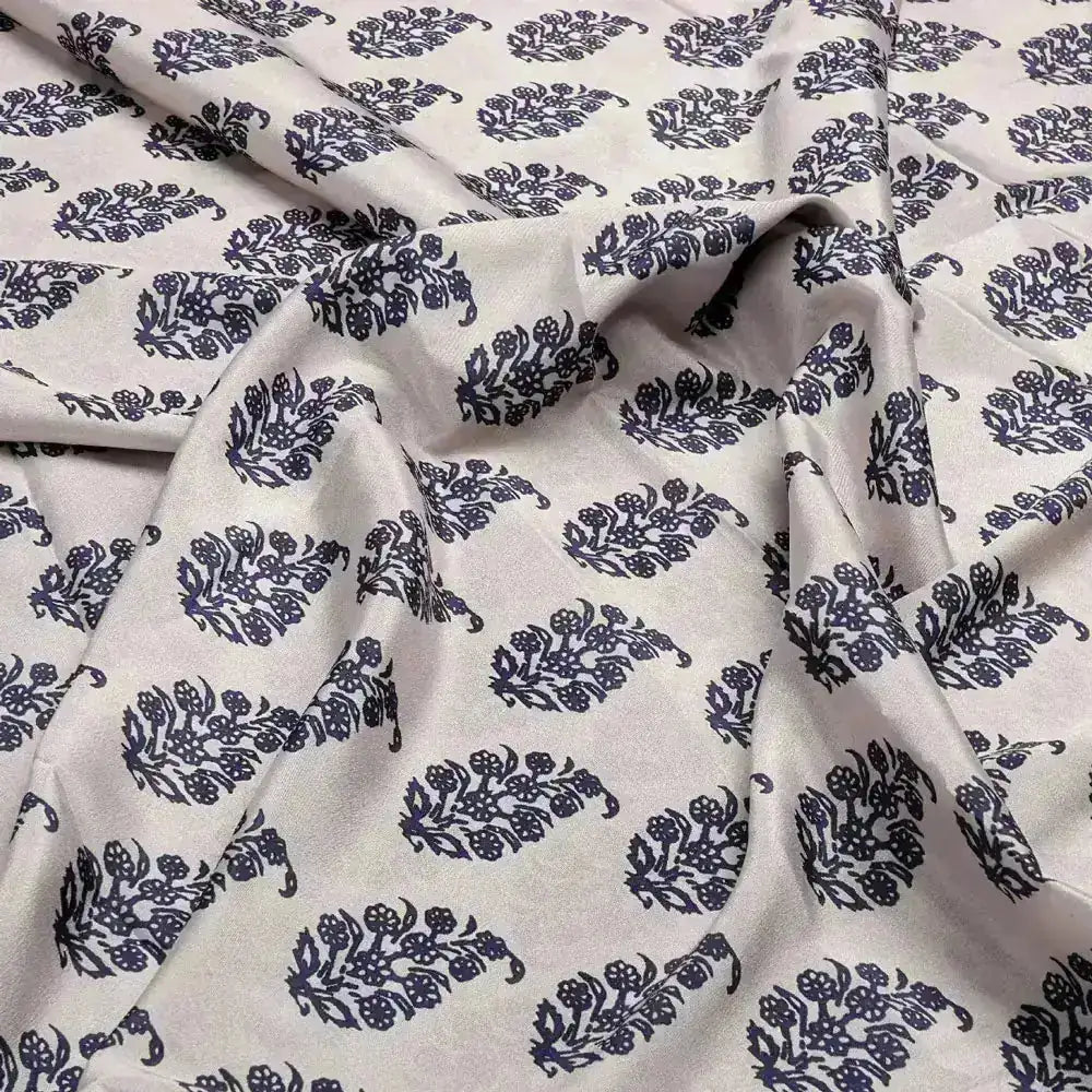 Block Print Motif Digital Printed Fabric - Crepe – 02 c
