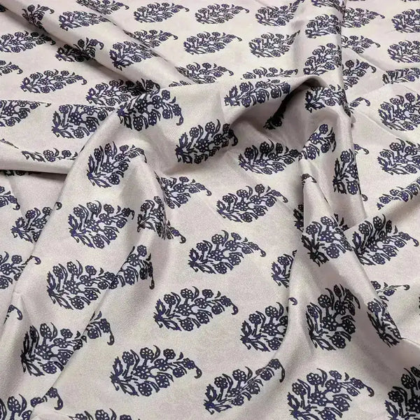 Block Print Motif Digital Printed Fabric - Crepe – 02 c