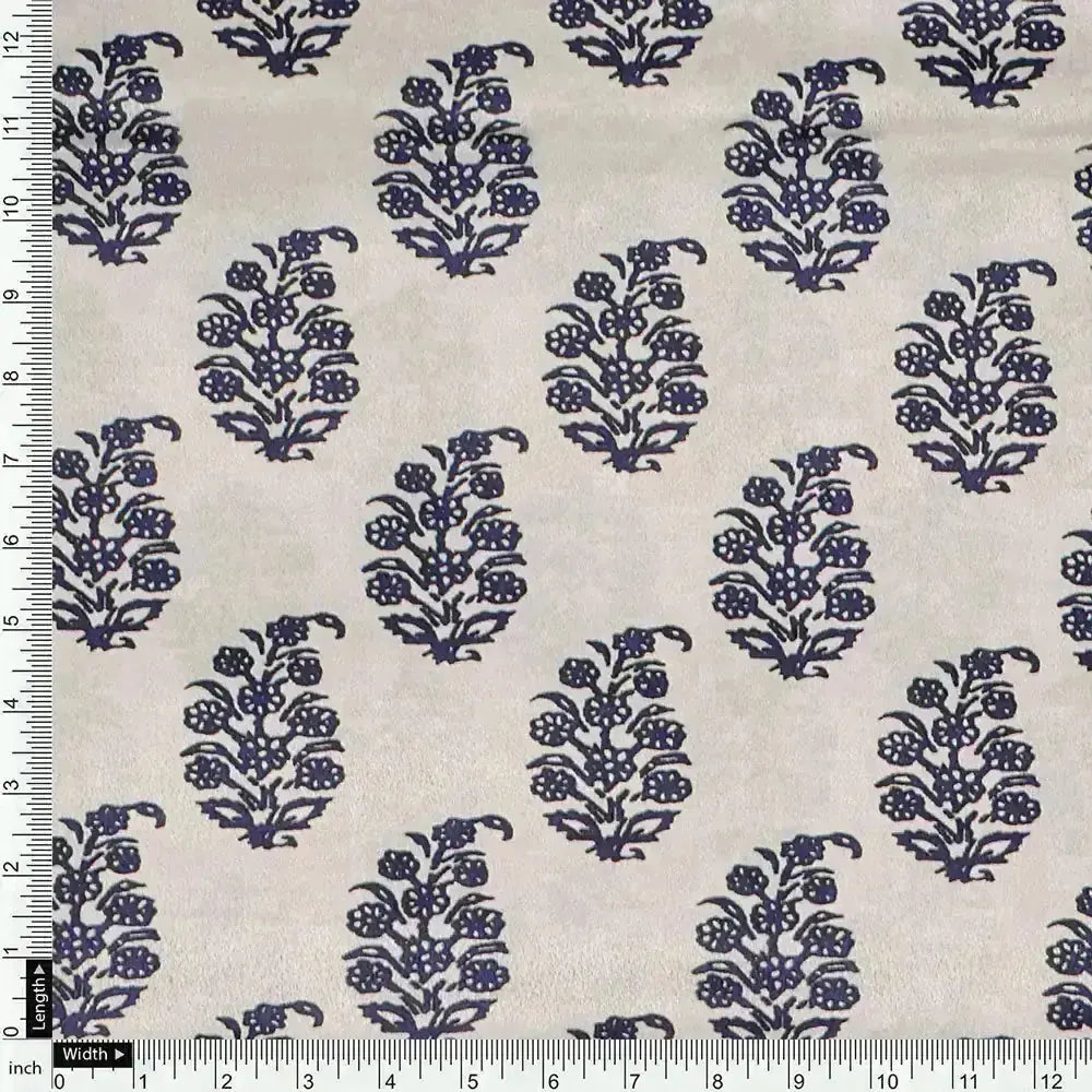 Block Print Motif Digital Printed Fabric - Crepe – 02 d