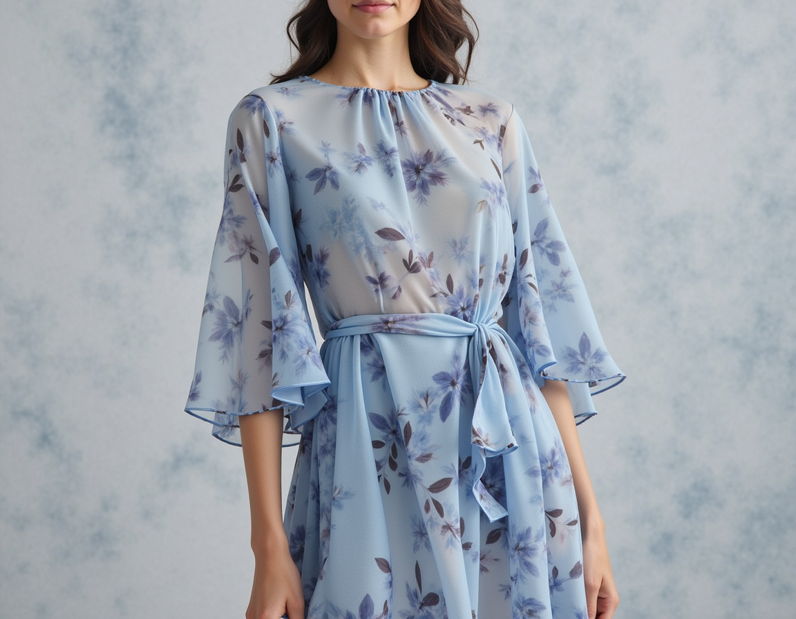 Gorgeous green leaves digital printed organza fabric by FAB VOGUE Studio