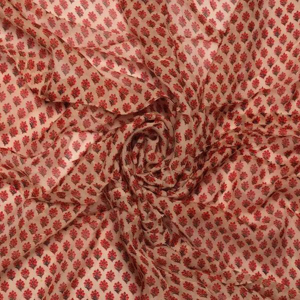 Classy Cream Ditsy Digital Printed Pure Organza Fabric – 07 a