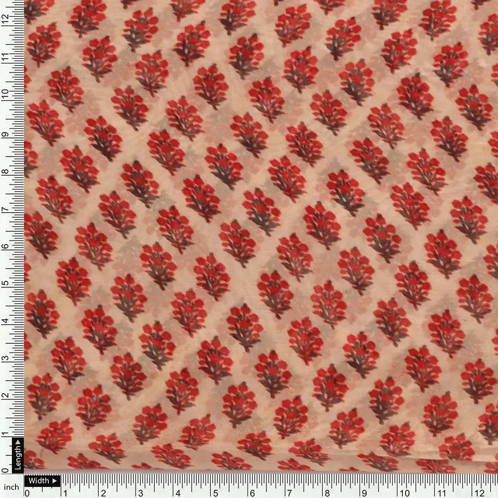 Classy Cream Ditsy Digital Printed Pure Organza Fabric – 07 d