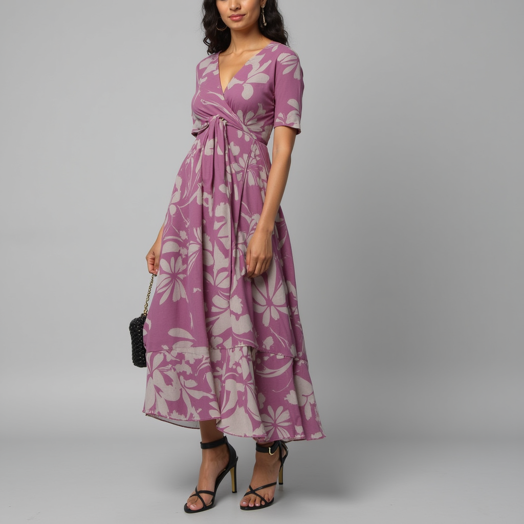 Vintage Old Spoted Flower Digital Printed Fabric - Pure Georgette