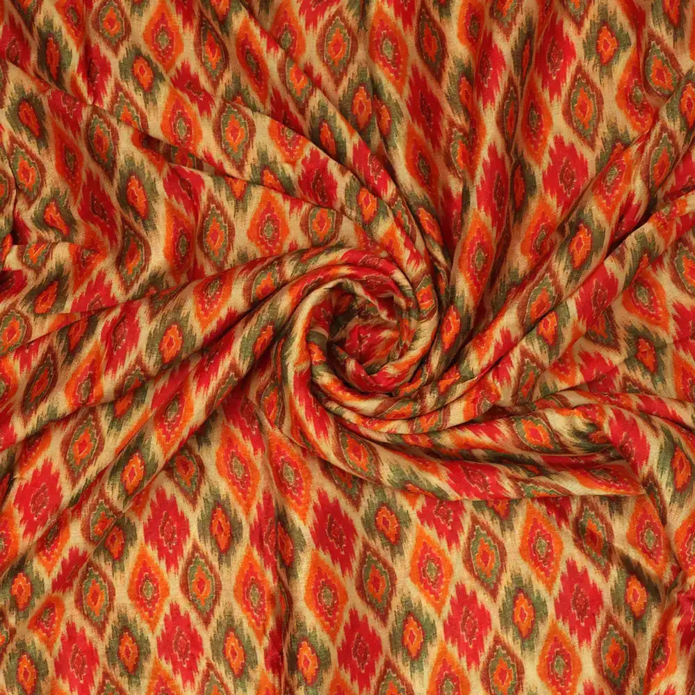 Seamless Pochampilli Patterns Digital Printed Fabric - Pure Chiffon – 08 a