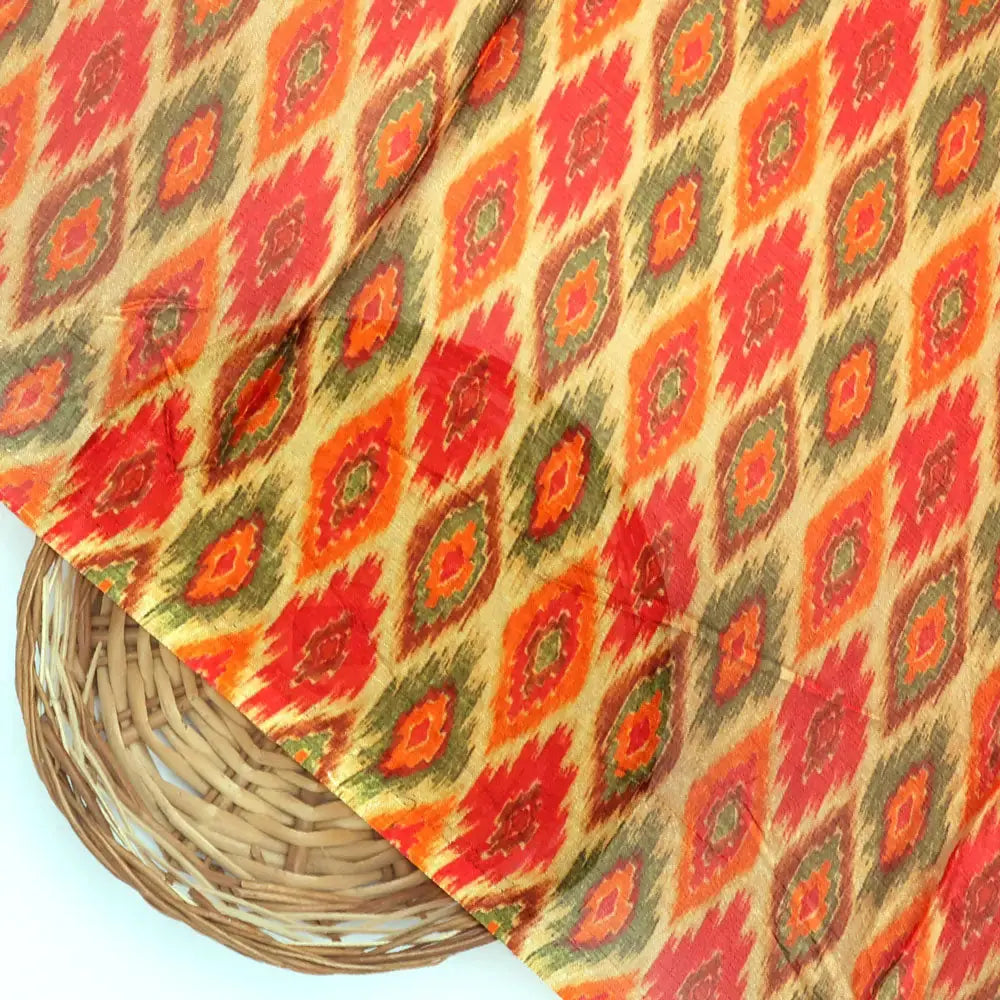 Seamless Pochampilli Patterns Digital Printed Fabric - Pure Chiffon – 08 b
