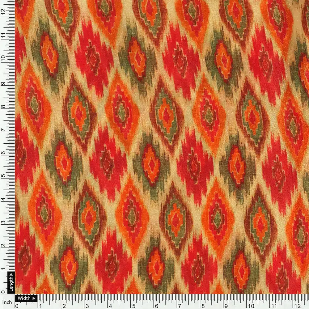 Seamless Pochampilli Patterns Digital Printed Fabric - Pure Chiffon – 08 d