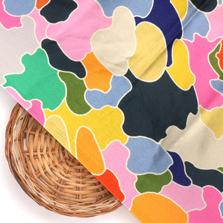 Seamless Rainbow Marble Art Digital Printed Fabric - Japan Satin
