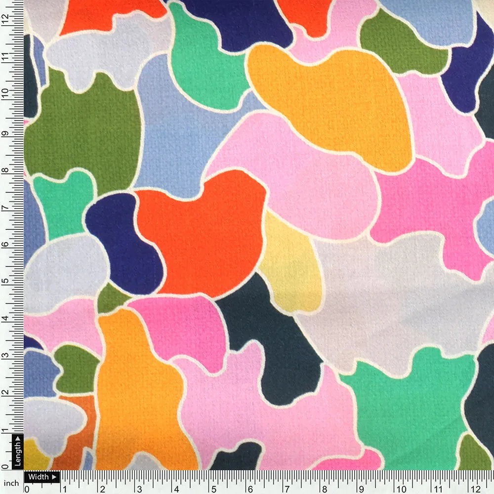 Seamless Rainbow Marble Art Digital Printed Fabric - Japan Satin – 09 d