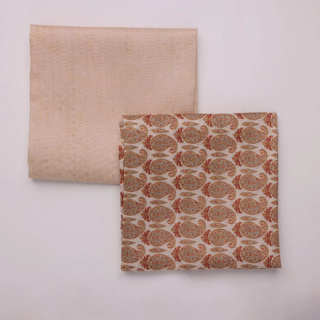 Chanderi Fabric Set 5 Meters Paisley Print Orange And Brown – 0l2a0281copy