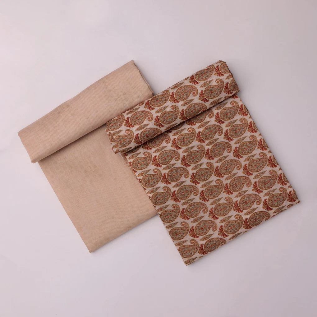 Chanderi Fabric Set 5 Meters Paisley Print Orange And Brown – 0l2a0283copy