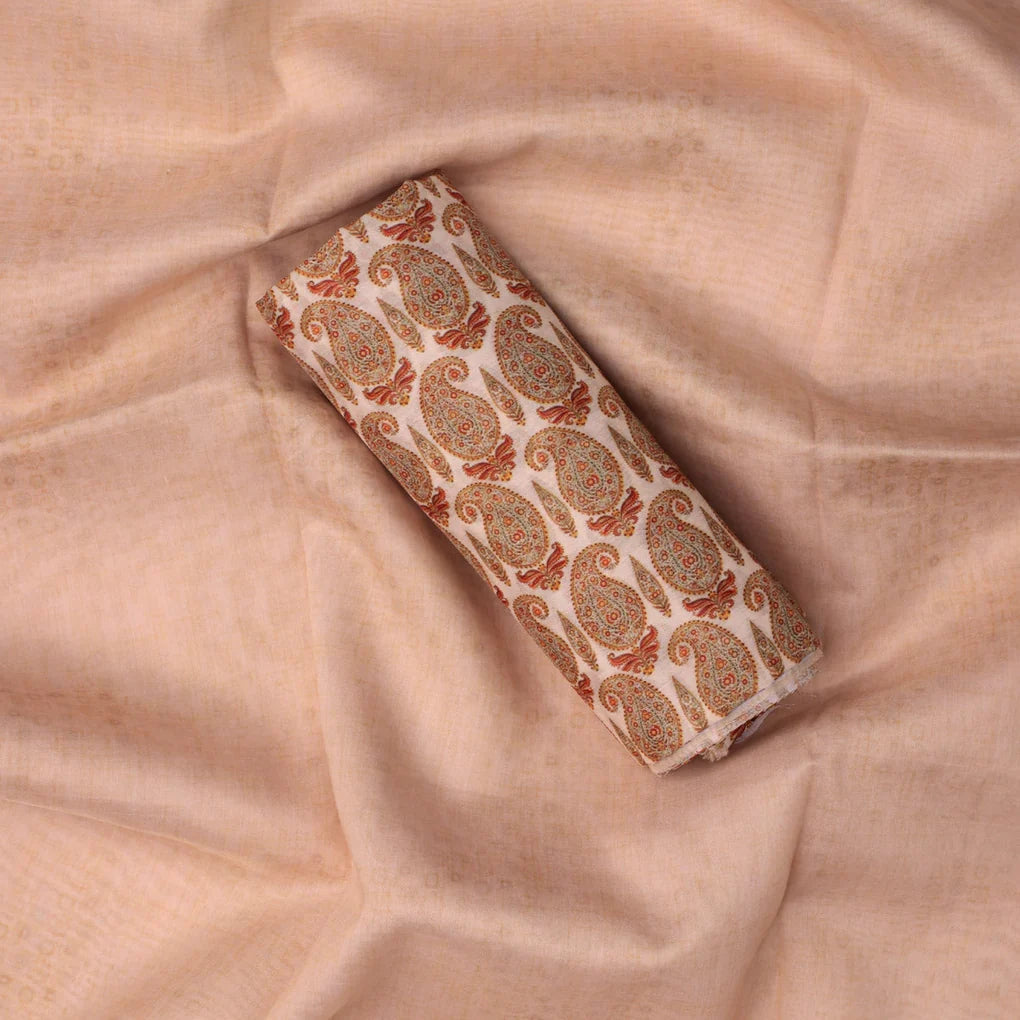 Chanderi Fabric Set 5 Meters Paisley Print Orange And Brown – 0l2a0286copy