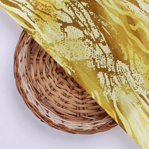 Golden Yellow Abstract Wave Pattern Chinon Fabric – 0l2a0368 copy - alternate view