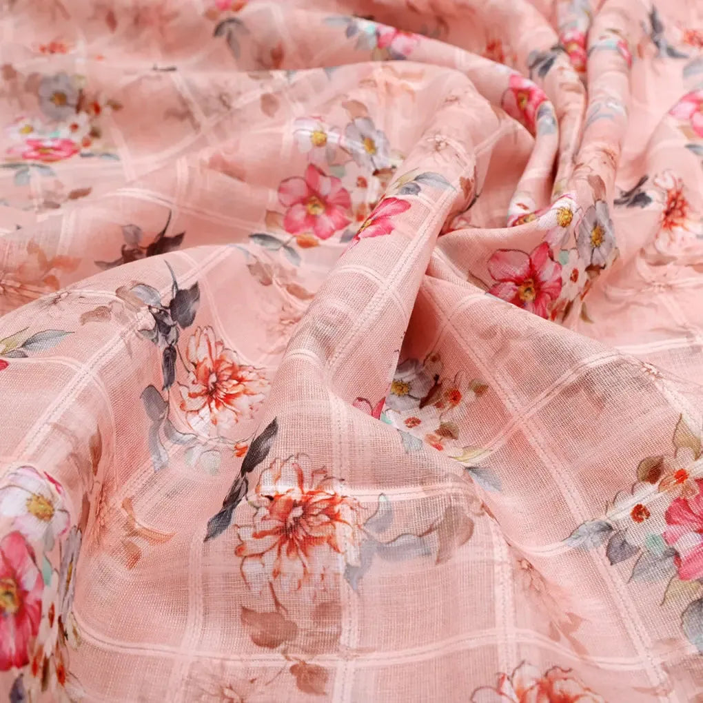 Gorgeous Linen Fabric with Bunch of Flowers Design – 0l2a0389copy