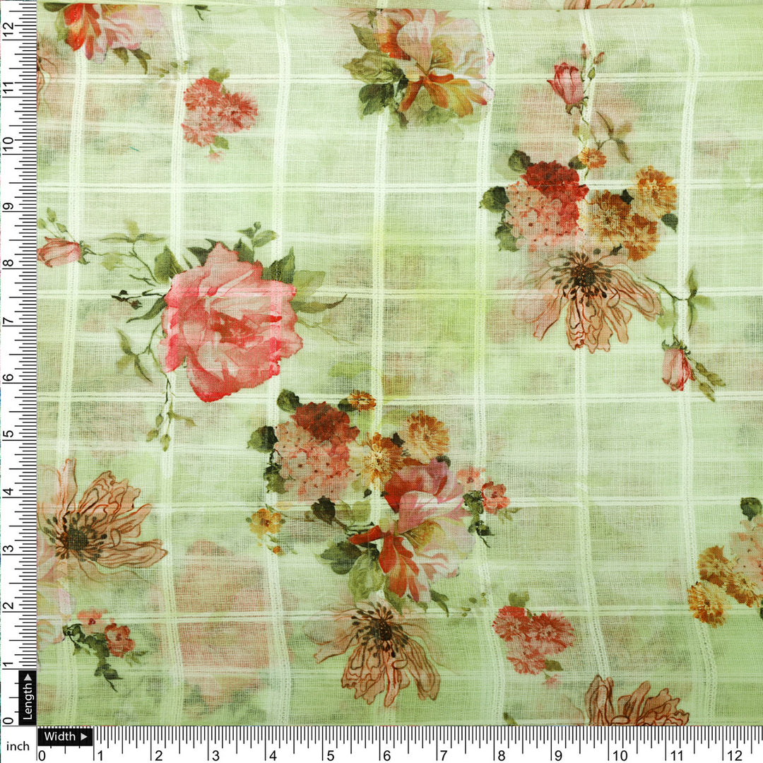 Gorgeous Linen Floral Printed Fabric Material