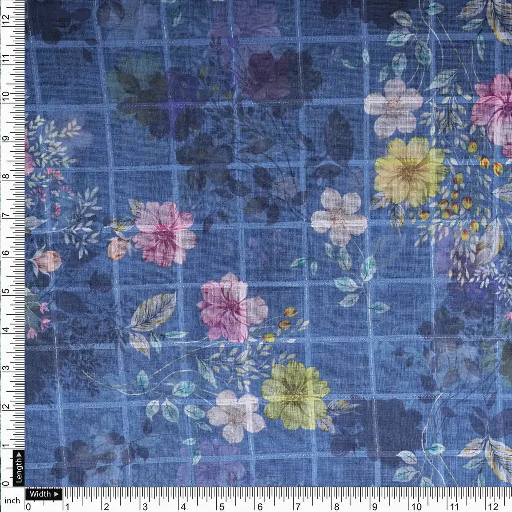 Gorgeous Multicolor Floral Linen Fabric with Intricate Leaf Design – 0l2a0432copy