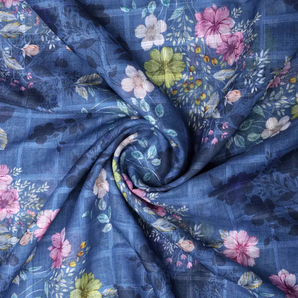 Gorgeous Multicolor Floral Linen Fabric with Intricate Leaf Design – 0l2a0433copy