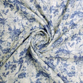 Gorgeous Linen Fabric Awash in Blue and Cream with Enchanting Floral and Leaves Print – 0l2a0439copy