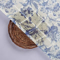 Gorgeous Linen Fabric Awash in Blue and Cream with Enchanting Floral and Leaves Print – 0l2a0441copy