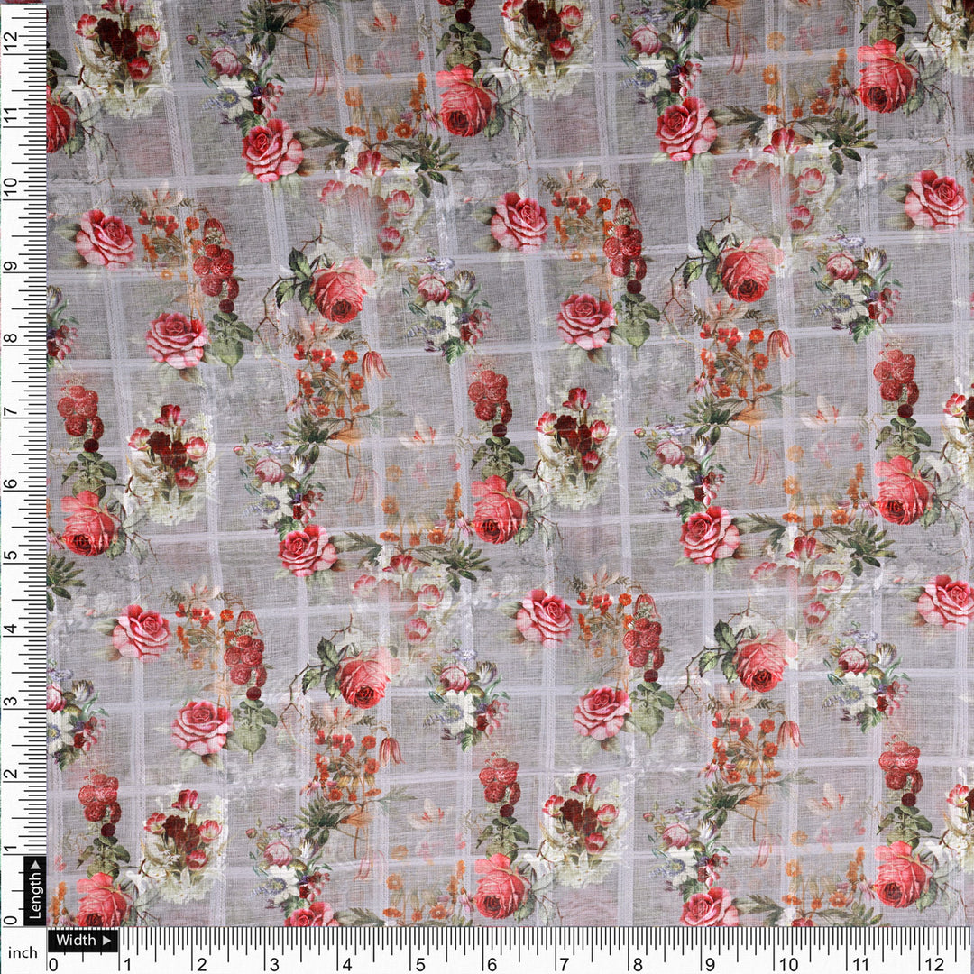 Gorgeous Floral Linen Fabric Material