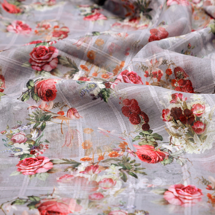 Gorgeous Floral Linen Fabric Material