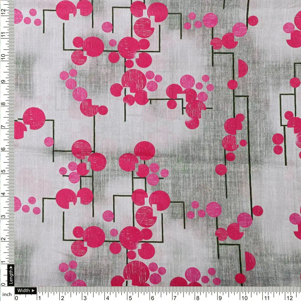 Abstract Magenta Floral & Geometric Lines Chinon Fabric – 0l2a0458 copy