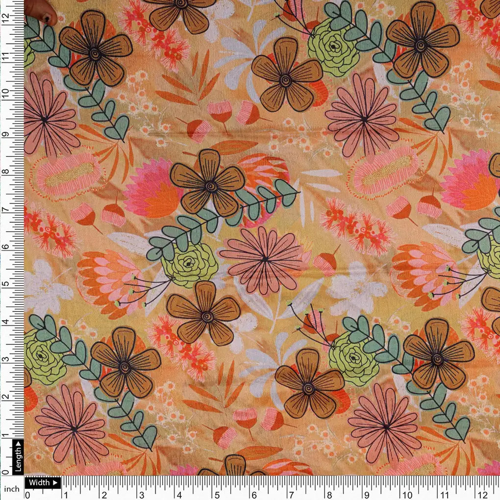 Artistic Bohemian Floral Sketch Print Chinon Fabric – 0l2a0468 copy