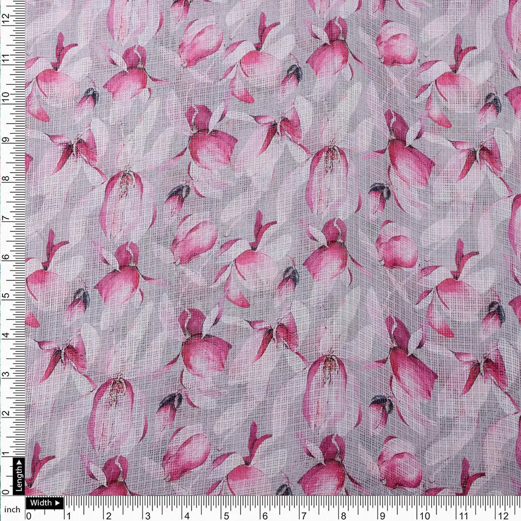 Gorgeous Pink and White Floral Printed Kota Doria Fabric Material – 0l2a0473copy