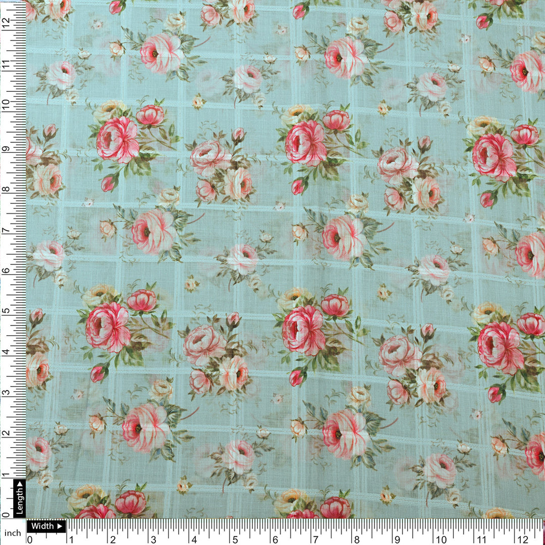 Gorgeous Floral Linen Fabric in Yellow, Pink, and Green