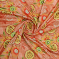 Tropical Kiwi & Passion Fruit Print Peach Chinon Fabric – 0l2a0524 copy