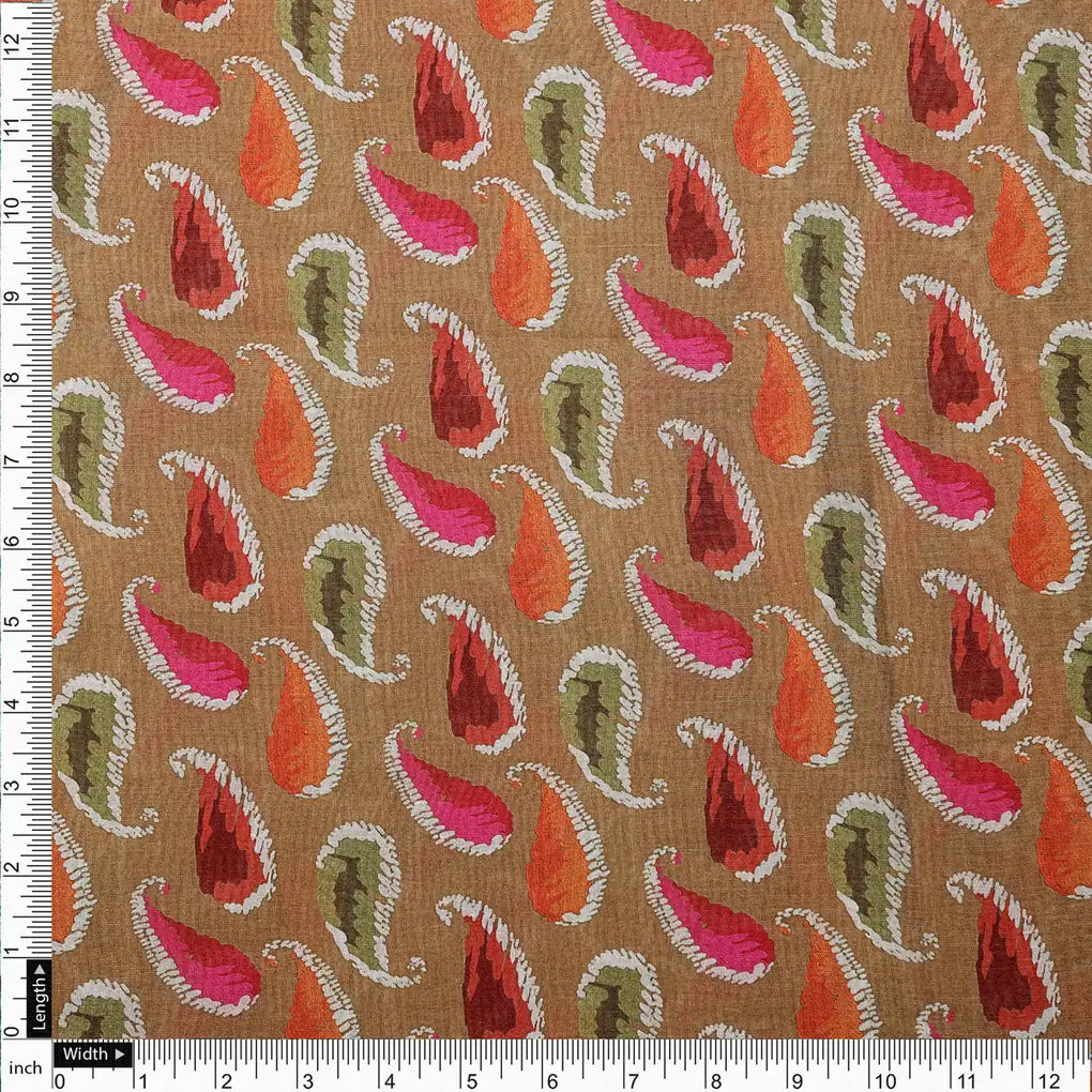 Tusser Silk Fabric Material with Colorful Paisley Print – 0l2a0534copy