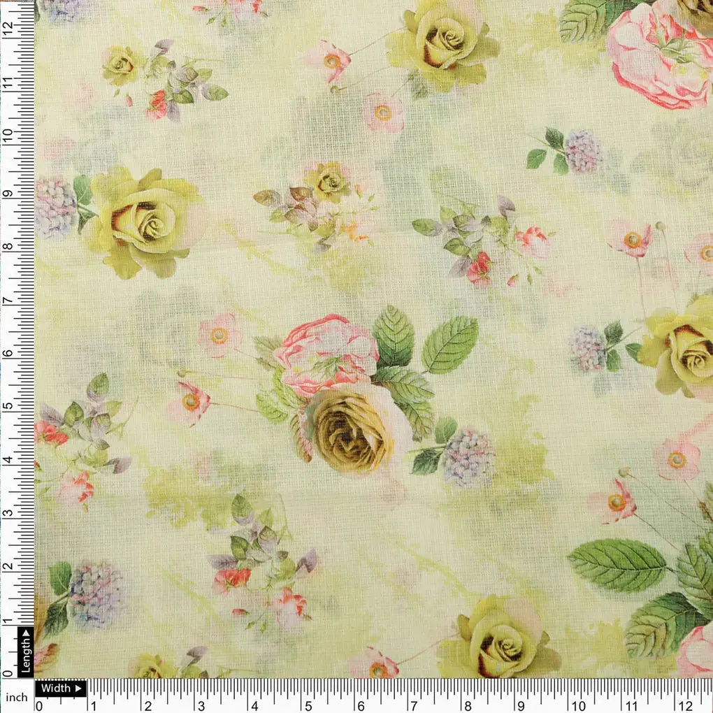 Gorgeous Floral Kota Doria Fabric Material in Vibrant Yellow Color – 0l2a0550copy