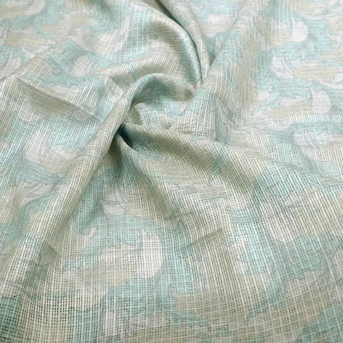 Gorgeous Green and Yellow Floral Velly Kota Doria Digital Printed Fabric – 0l2a0567