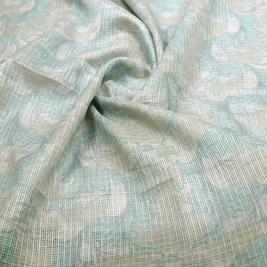 Gorgeous Green and Yellow Floral Velly Kota Doria Digital Printed Fabric – 0l2a0567